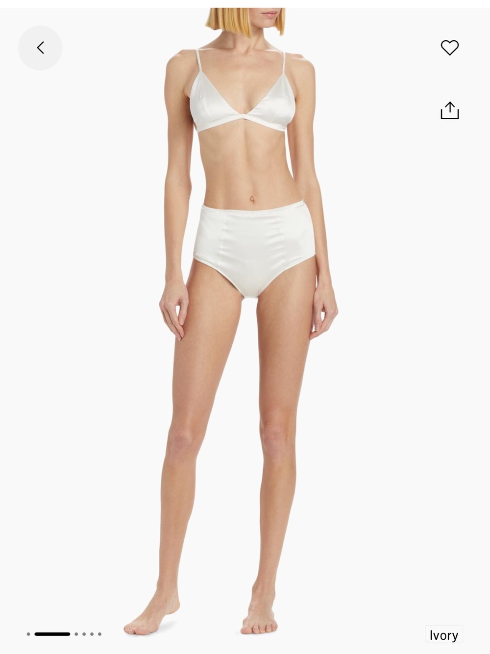 Ivory Satin High-Waist Briefs and Bra SET